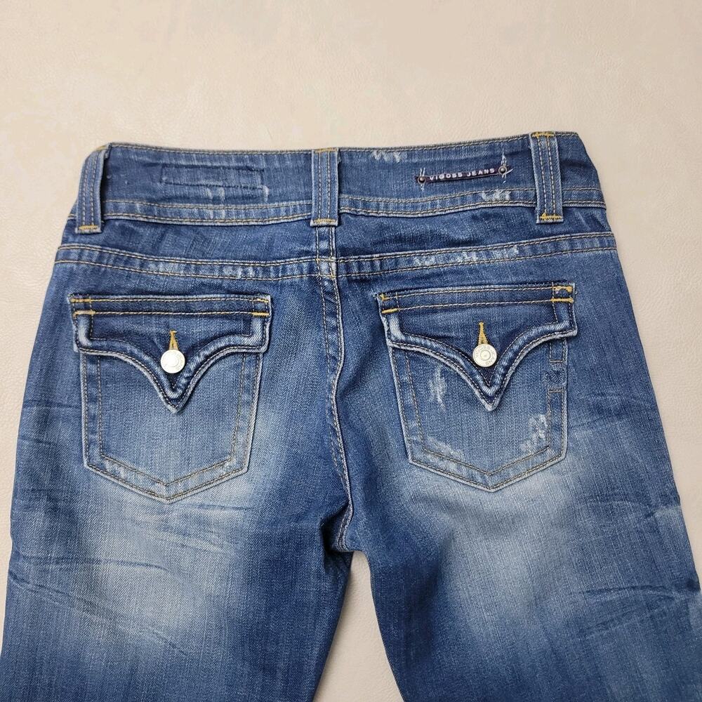 Vigoss Womens Jeans Straight Low Rise 29x31 Flap Pocket Distressed Stretch Sz5 - Picture 7 of 13